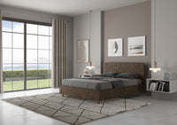 BS COM Letto matrimoniale francese contenitore 140x190 testata dritta noce