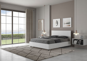 BS COM Letto matrimoniale francese contenitore 140x190 testata dritta bianco frassino