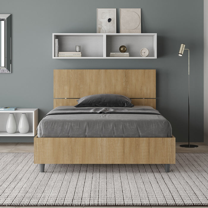 BS COM Letto una piazza e mezza contenitore 120x190 testata dritta quercia