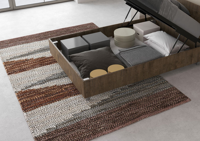 BS COM Letto una piazza e mezza contenitore 120x190 testata dritta noce