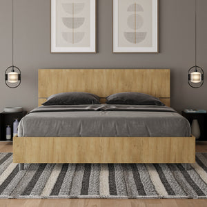 BS COM Letto matrimoniale contenitore 160x190 testata dritta quercia
