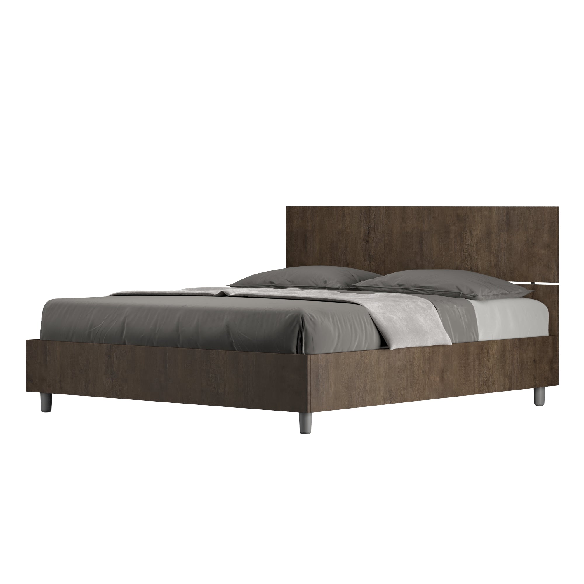BS COM Letto matrimoniale contenitore 160x190 testata dritta noce
