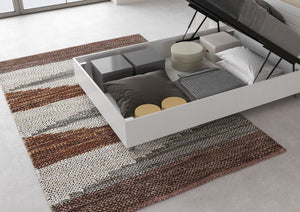 BS COM Letto una piazza e mezza contenitore 120x200 testata dritta bianco frassino