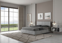 BS COM Letto matrimoniale francese contenitore 140x200 testata dritta cemento