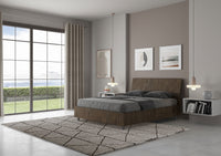 BS COM Letto matrimoniale francese contenitore 140x190 testata inclinata noce