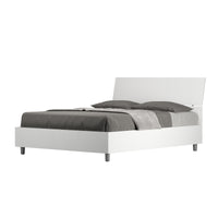 BS COM Letto matrimoniale francese contenitore 140x200 testata inclinata bianco frassino