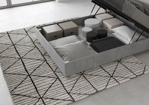 BS COM Letto matrimoniale francese contenitore 140x190 testata inclinata cemento