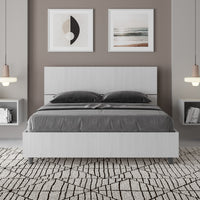 BS COM Letto matrimoniale francese contenitore 140x200 testata inclinata bianco frassino