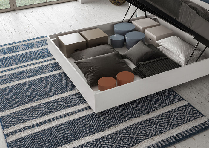 BS COM Letto matrimoniale contenitore 160x190 testata inclinata bianco frassino