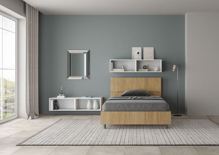 BS COM Letto una piazza e mezza contenitore 120x190 testata inclinata quercia