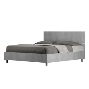 BS COM Letto matrimoniale contenitore doppia alzata 160x200 testata dritta cemento