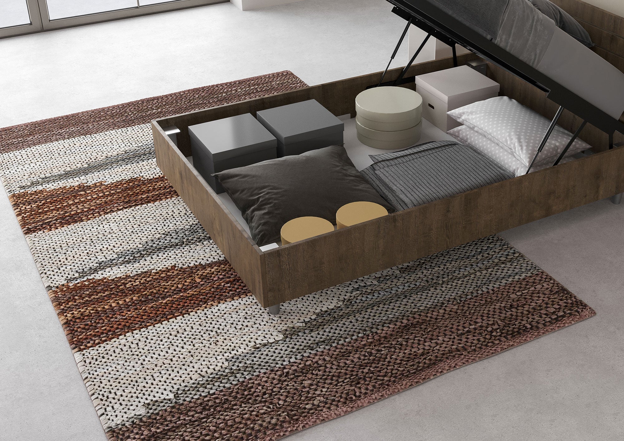 BS COM Letto una piazza e mezza contenitore 120x190 testata inclinata noce