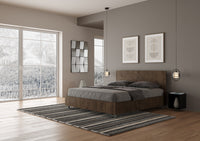 BS COM Letto matrimoniale contenitore doppia alzata 160x200 testata dritta noce