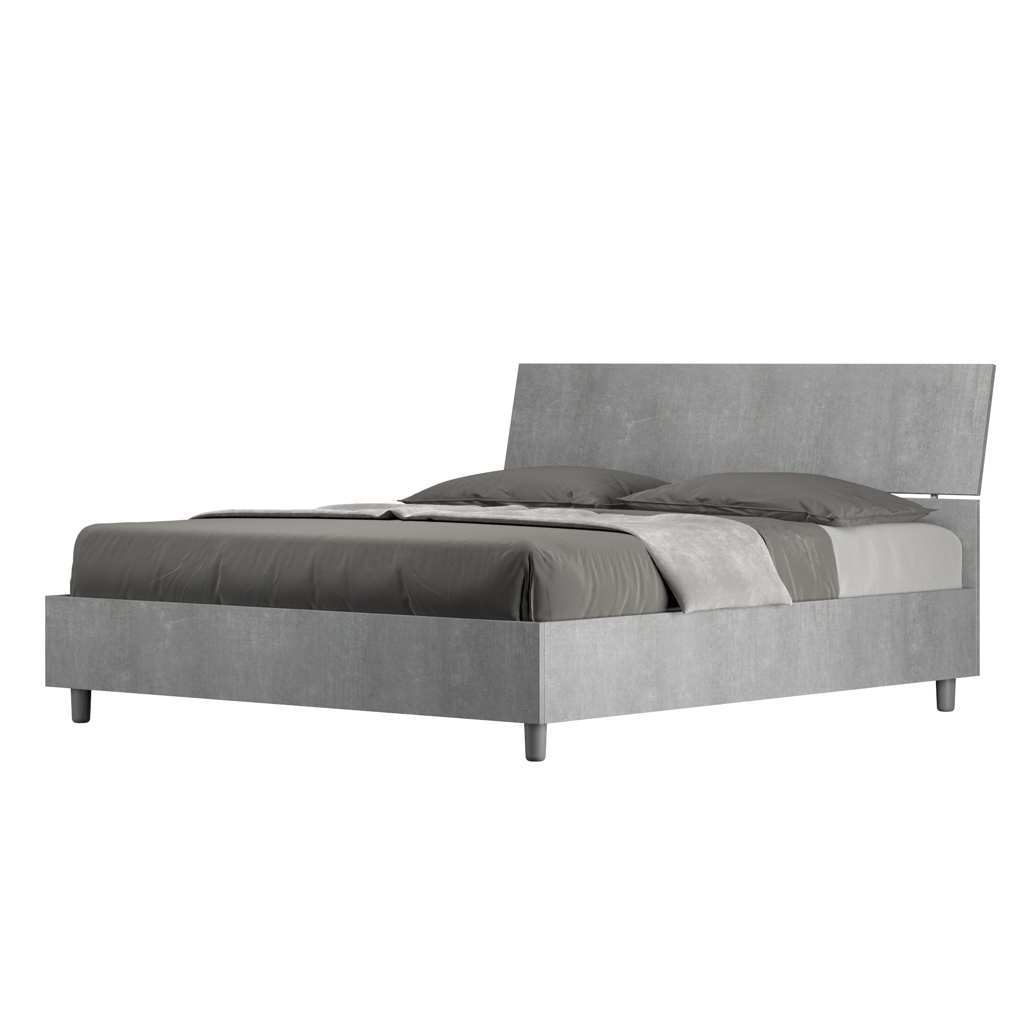 BS COM Letto matrimoniale contenitore doppia alzata 160x190 testata inclinata cemento