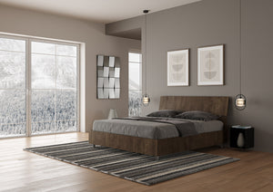 BS COM Letto matrimoniale senza rete 160x200 testata inclinata noce