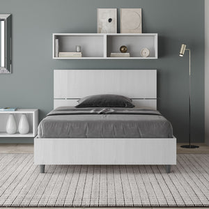 BS COM Letto una piazza e mezza senza rete 120x190 testata inclinata bianco frassino