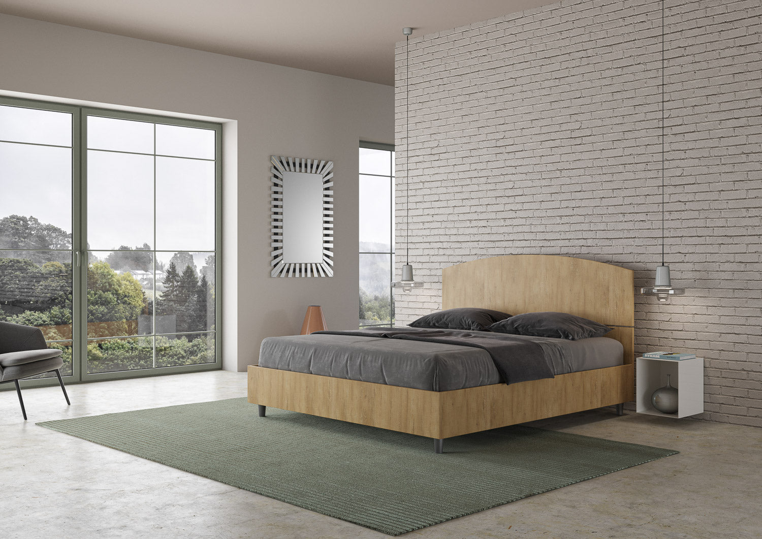 BS COM Letto matrimoniale contenitore 160x200 quercia