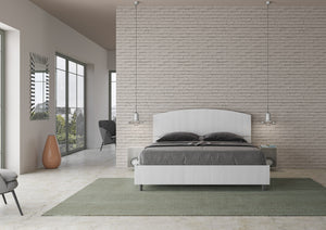BS COM Letto matrimoniale contenitore doppia alzata 160x200 bianco frassino