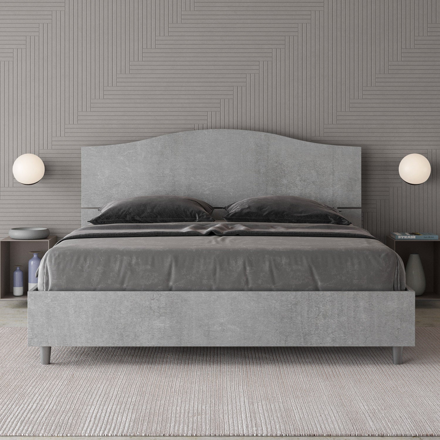 BS COM Letto matrimoniale contenitore 160x200 cemento