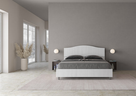 BS COM Letto matrimoniale contenitore doppia alzata 160x190 bianco frassino