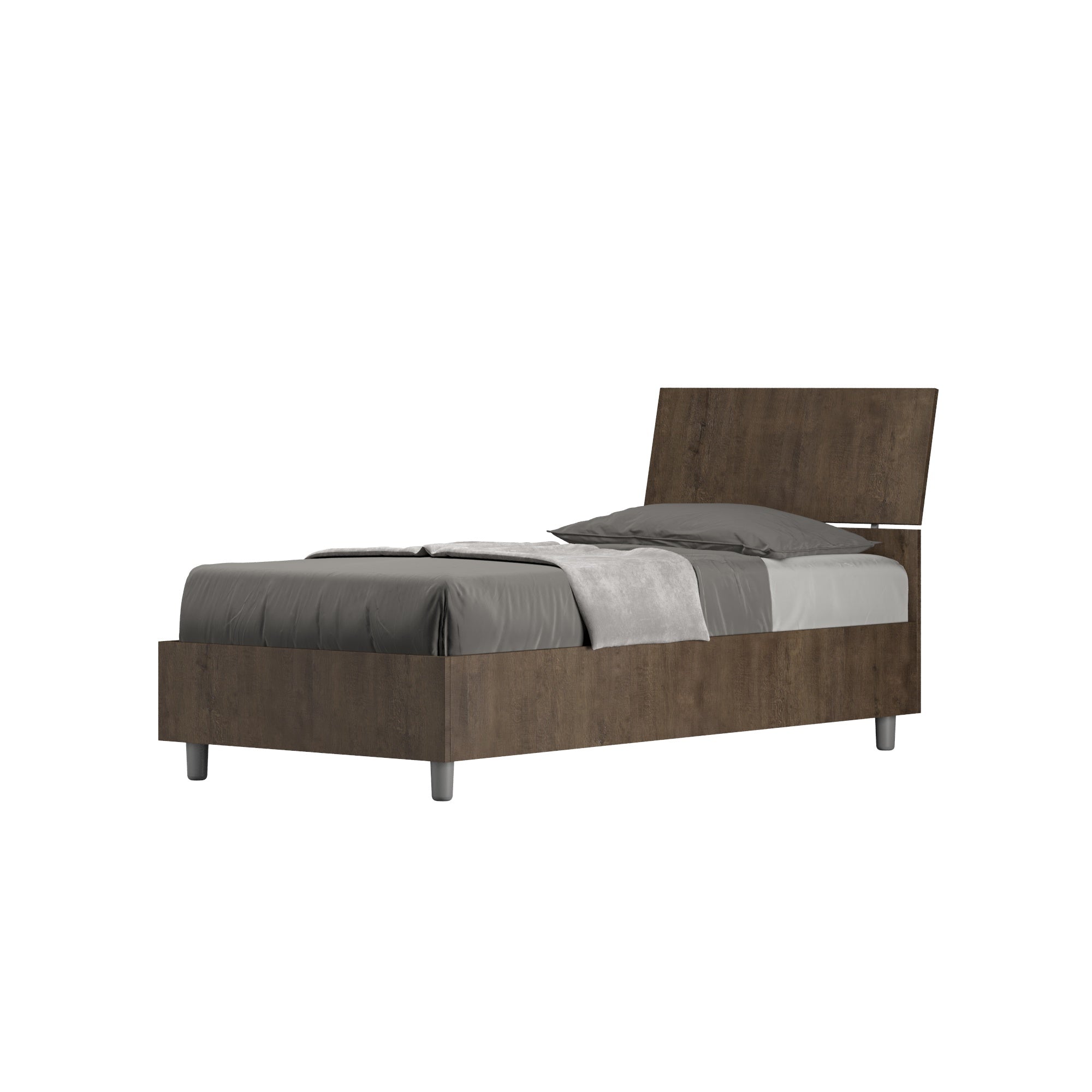 BS COM Letto singolo senza rete 80x200 testata inclinata noce
