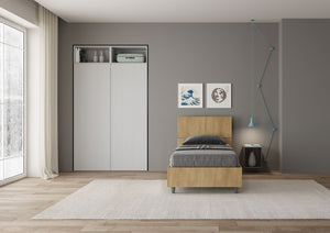 BS COM Letto singolo senza rete 80x190 testata inclinata quercia