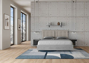 BS COM Letto matrimoniale contenitore 160x200 cemento cuscini similpelle tortora