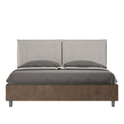 BS COM Letto matrimoniale contenitore doppia alzata 160x200 noce cuscini similpelle tortora