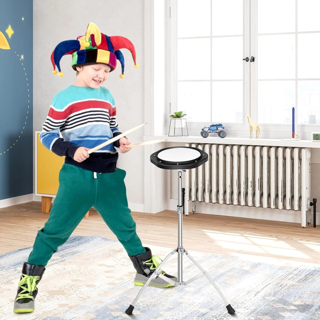 Set con supporto regolabile in altezza, 32 note xilofono con 1 paio di bacchette e bacchette per batteria e 1 tamburo per esercizi a 8 angoli, per bambini, adulti