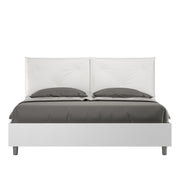 BS COM Letto matrimoniale contenitore 160x200 bianco frassino cuscini similpelle bianco