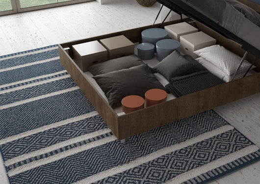 BS COM Letto matrimoniale contenitore 160x190 Noce cuscini similpelle cappuccino