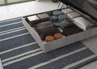 BS COM Letto matrimoniale contenitore 160x200 Cemento cuscini similpelle cappuccino