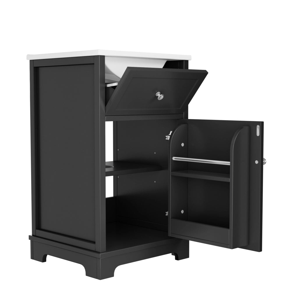 Mobile da bagno con 1 anta; 1 cassetto e ripiano regolabile; per bagno; 51×46×87 cm; nero
