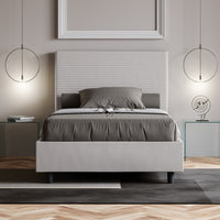 BS COM Letto una piazza e mezza con rete imbottito 120x190 similpelle bianco