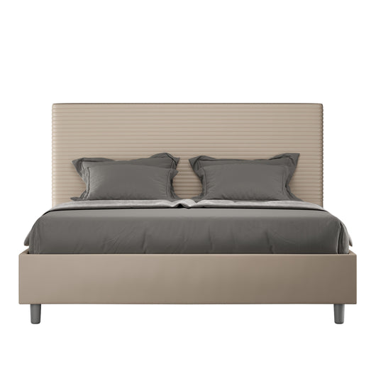 BS COM Letto matrimoniale contenitore imbottito 160x190 similpelle tortora