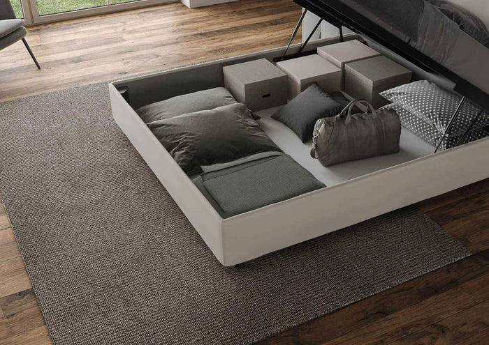 BS COM Letto matrimoniale contenitore imbottito 160x200 similpelle tortora