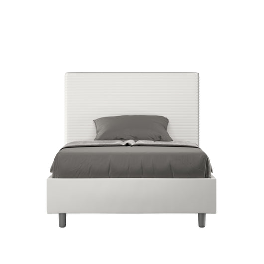BS COM Letto una piazza e mezza contenitore imbottito 120x200 similpelle bianco