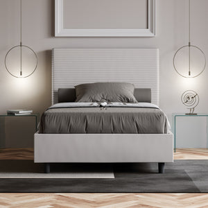 BS COM Letto una piazza e mezza contenitore imbottito 120x190 similpelle bianco