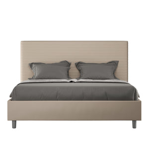 BS COM Letto matrimoniale contenitore doppia alzata imbottito 160x210 similpelle tortora