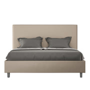 BS COM Letto matrimoniale francese senza rete imbottito 140x190 similpelle tortora