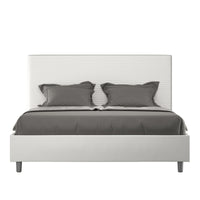 BS COM Letto matrimoniale senza rete imbottito 160x190 similpelle bianco