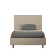 BS COM Letto una piazza e mezza senza rete imbottito 120x210 similpelle tortora