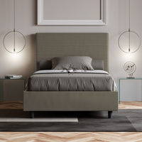 BS COM Letto una piazza e mezza senza rete imbottito 120x210 similpelle cappuccino