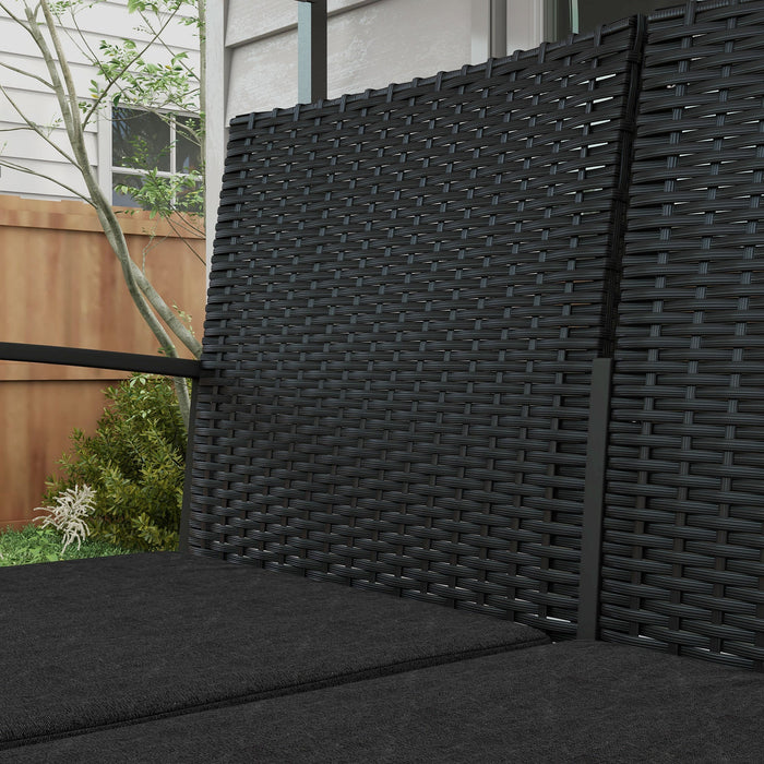 Set da Giardino Divano 2 Poltrone e 2 Tavolini Piano in Vetro   Nero