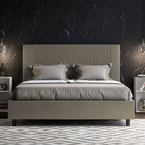 BS COM Letto matrimoniale con rete imbottito 160x210 similpelle cappuccino