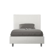 BS COM Letto una piazza e mezza con rete imbottito 120x200 similpelle bianco