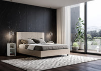 BS COM Letto matrimoniale francese contenitore imbottito 140x210 similpelle tortora