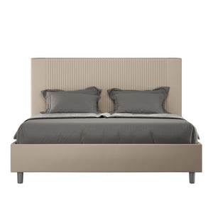 BS COM Letto matrimoniale contenitore imbottito 160x210 similpelle tortora