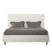 BS COM Letto matrimoniale contenitore doppia alzata imbottito 160x190 similpelle bianco