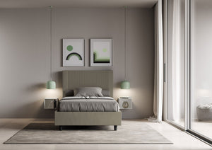 BS COM Letto una piazza e mezza contenitore imbottito 120x190 similpelle cappuccino